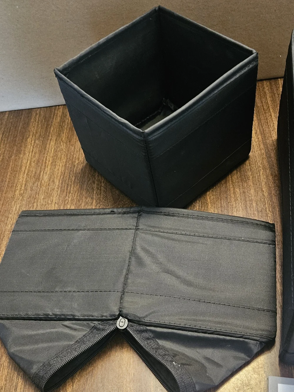 Black Fabric Storage Bins - Set of 3